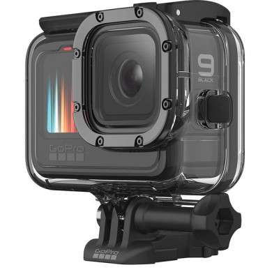 GoPro Protective Housing (HERO 9, 10, 11, 12, 13 Black) - is rugged and waterproof right out of the box, but this housing handles anything you can throw at it. It protects from dirt and flying debris, and it&rsquo;s waterproof down to 60m for deep-water diving.