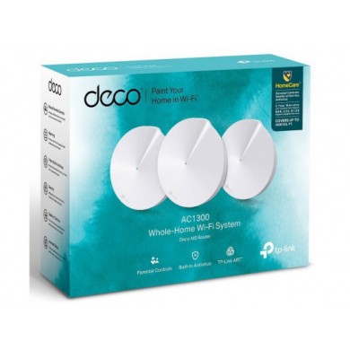 TP-LINK Deco M5 (3-pack)  AC1300 Mesh Wi-Fi System, 2 LAN/WAN Gigabit Port, 867Mbps on 5GHz + 400Mbps on 2.4GHz, 802.11ac/b/g/n, Wi-Fi Dead-Zone Killer, Seamless Roaming with One Wi-Fi Name, Antivirus, Parental Controls