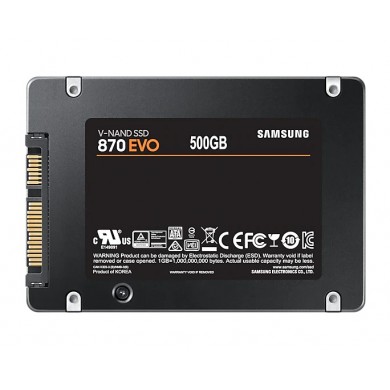 2.5&rdquo; SSD 500GB  Samsung SSD 870 EVO, SATAIII, Sequential Reads: 560 MB/s, Sequential Writes: 530 MB/s, Max Random 4k: Read: 98,000 IOPS / Write: 88,000 IOPS, 7mm, 512MB LPDDR4 Cache, Samsung MKX controller, V-NAND 3bit MLC