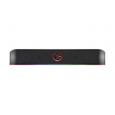 Trust Gaming GXT 619 Thorne RGB Illuminated Soundbar, 2.0 Stereo speakers with 12W of peak power provide a solid gaming experience, Black