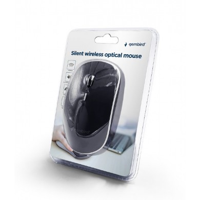 Gembird MUSW-4BSC-01, Silent Wireless Optical mouse, 2.4GHz, 4-button, 800 - 1600dpi, Type-C receiver, Black