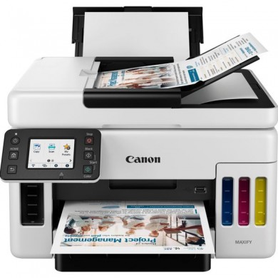 MFD CISS Canon MAXIFY GX6040, Color Printer/Duplex/DADF/Copier/Network/Wi-Fi, A4, Print 1200x600dpi_2pl, Scan 1200x2400dpi, ESAT 24/6.8 ipm, LCD display 2.7", Tray 350 sheet, 4 ink tanks 6/9k on b/w; 14/21k color;
