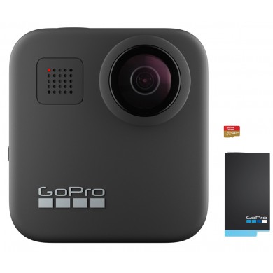 Action Camera GoPro MAX 360 footage, Photo-Video Resolutions:16.6MP/30FPS-5.6K30, 2xslow-motion, waterproof 5m,6x microphones Spherical audio, Max hyper smooth video,Live streaming,Time Lapse,PowerPano,GPS,Wi-Fi,Bluetooth,microSD,USB-C,1600mAh,154g