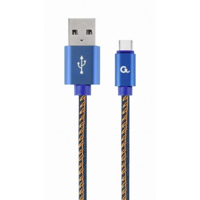 Cable Type-C 1m - CC-USB2J-AMCM-1M-BL, Premium jeans (denim) Type-C USB cable with metal connectors, 1 m, Blue