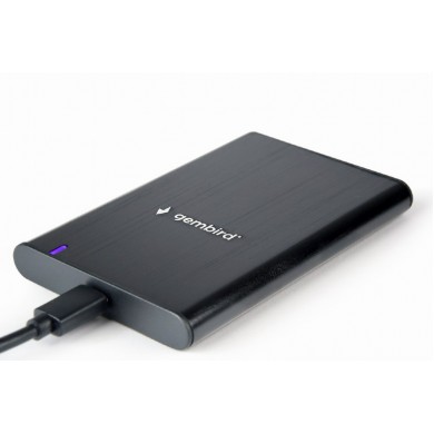 Gembird EE2-U3S-6, USB 3.1 2.5'' enclosure with USB Type-C port, brushed aluminum, Black