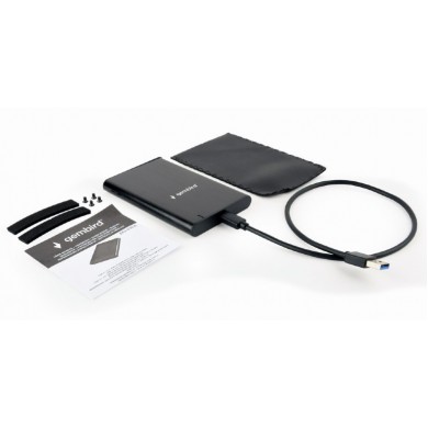 Gembird EE2-U3S-6, USB 3.1 2.5'' enclosure with USB Type-C port, brushed aluminum, Black