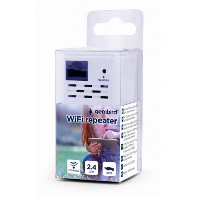 Wi-Fi repeater Gembird WNP-RP300-03 / N300 / Wi-Fi4 / 1 x 10/100M RJ45 / White