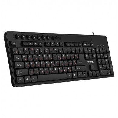 SVEN KB-C3060, Keyboard, Waterproof construction, 113 keys, 9 shortcut key, 1.5m, USB, Black, Rus/Ukr/Eng