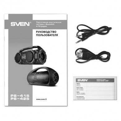 Boxa portabila SVEN PS-415 Black / 12W / Bluetooth / FM tuner / USB / microSD