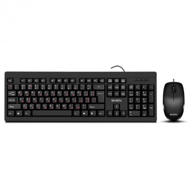 SVEN KB-S320C, Keyboard 104 keys + Mouse (Optical 800 dpi, 3+1 (scroll wheel)), Waterproof design, 1.5m, USB, Black, Rus/Ukr/Eng SVEN KB-S320C, Keyboard 104 keys + Mouse (Optical 800 dpi, 3+1 (scroll wheel)), Waterproof design, 1.5m, USB, Black, Rus/Ukr/Eng