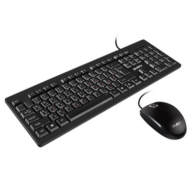 SVEN KB-S320C, Keyboard 104 keys + Mouse (Optical 800 dpi, 3+1 (scroll wheel)), Waterproof design, 1.5m, USB, Black, Rus/Ukr/Eng