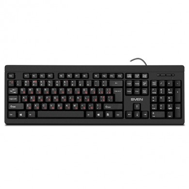SVEN KB-S320C, Keyboard 104 keys + Mouse (Optical 800 dpi, 3+1 (scroll wheel)), Waterproof design, 1.5m, USB, Black, Rus/Ukr/Eng