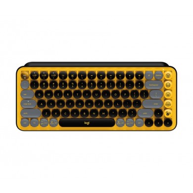 Logitech POP Keys Wireless Mechanical Keyboard With Emoji Keys, Multi-device, Layout Size Minimalist, Blast/Yellow - RUS