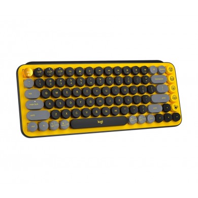 Logitech POP Keys Wireless Mechanical Keyboard With Emoji Keys, Multi-device, Layout Size Minimalist, Blast/Yellow - RUS