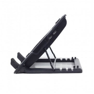 Gembird NBS-1F17T-01, Notebook cooling stand with height adjustment, up to 17&rdquo;, LED backlight in fans, Large 12 cm cooling fan, 11500 RPM (&plusmn; 10 %) noise 10 dBA, Black