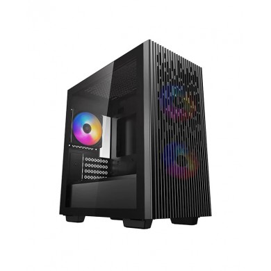 DEEPCOOL "MATREXX 40 3FS" Micro-ATX Case with Side-Window, without PSU, 3x120mm tri-color LED fans, VGA Length Limit: 320mm, support cable management, 2x 2.5" Drive Bays, 2x 3.5" Drive Bays,1xUSB3.0, 1xUSB2.0, Audio, Black