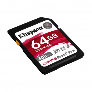 Card de memorie SD 64GB V90 Kingston Canvas React Plus, 300MB/s, UHS-II