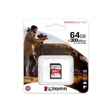 Card de memorie SD 64GB V90 Kingston Canvas React Plus, 300MB/s, UHS-II