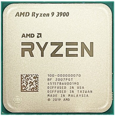 AMD Ryzen 9 3900, Socket AM4, 3.1-4.3GHz (12C/24T), 6MB L2 + 64MB L3 Cache, No Integrated GPU, 7nm 65W, Unlocked, Bulk with Cooler