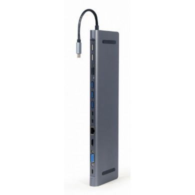 Hub Multiport Gembird A-CM-COMBO9-01/ USB-C/ 5xUSB-A/ 1xUSB-C/ HDMI/ VGA/ RJ45/ miniJack 3.5mm/ SD/ microSD Hub Multiport Gembird A-CM-COMBO9-01/ USB-C/ 5xUSB-A/ 1xUSB-C/ HDMI/ VGA/ RJ45/ miniJack 3.5mm/ SD/ microSD