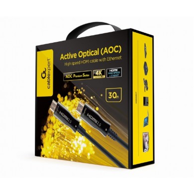 Cablu video Gembird CCBP-HDMI-AOC-30M-02 / Supports 4K UHD resolutions at 60Hz, male-male / 30 m