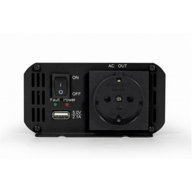 EnerGenie EG-PWC300-01, 12 V Car power inverter, 300 W, with USB port / 5V-2.1A, LED indicator, Input: 10-16 VDC (accumulator directly) - Output: 230 VAC +/- 10% at 50 Hz (+/-3Hz), modified sine wave