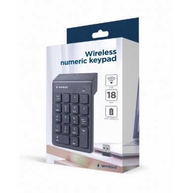 Wireless Keypad Gembird KPD-W-02 / 18 keys / USB / Black