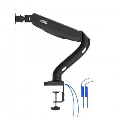Arm for 1 monitors 13&rdquo;-31.5&rdquo; -  AOC AS110DX with integrated USB Hub, Black, USB Hub: USB-C + USB3.0, Desk Clamp/Grommet, Aluminum structure, Gas spring, Height adjustment, Max.Load: 2-9kg, Tilt: '-90&deg;~+85&deg;, Swivel:180&deg;, Rotation:360&deg;, Hidden cable management, VESA 75/100