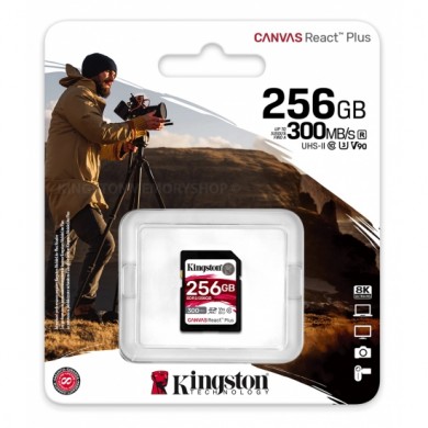 Card de memorie SD 256GB V90 Kingston Canvas React Plus, 300MBps, UHS-II
