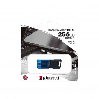 USB Flash Drive USB-С3.2 Kingston DataTraveler 80M 256GB, Black/Blue