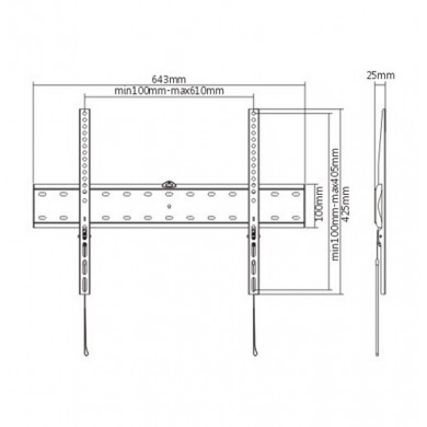 TV-Wall Mount for 37-70&rdquo;- Gembird &rdquo;WM-70F-01&rdquo;, Fixed, max. 40 kg, Distance TV to Wall: 25 mm, max. VESA 600 x 400, Black