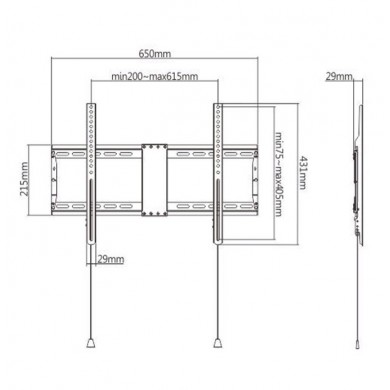 TV-Wall Mount for 37-80&rdquo;- Gembird &rdquo;WM-80F-01&rdquo;, Fixed, max. 70 kg, Distance TV to Wall: 29 mm, max. VESA 600 x 400, Black