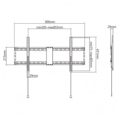 TV-Wall Mount for 43 -90&rdquo;- Gembird &rdquo;WM-90T-01&rdquo;, Tilt, max. 70 kg, Distance TV to Wall: 49 mm, max. VESA 800 x 400, Black