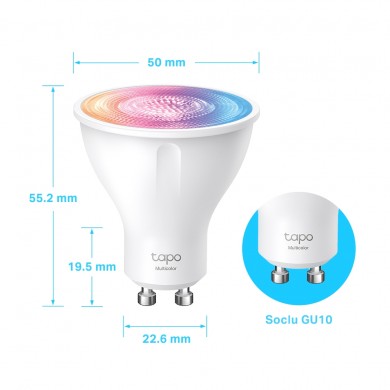 Bec LED Wi-Fi Smart TP-LINK Tapo L630 / 16Mln Multicolor / GU10 / 2200-6500K Bec LED Wi-Fi Smart TP-LINK Tapo L630 / 16Mln Multicolor / GU10 / 2200-6500K