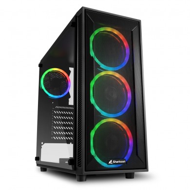 Carcasa Sharkoon TG4M RGB / no PSU / Side panel / 4x120mm A-RGB LED / ATX / Black