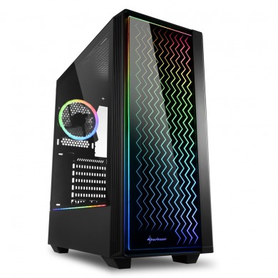 Carcasa Sharkoon RGB LIT 200 / no PSU / Side panel / 1x120mm, 1x120mm A-RGB LED, 2xARGB LED Strip / ATX / Black