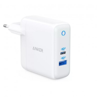 Incarcator de retea Anker PowerPort PD+ 2 / 35W (PowerDelivery (20W) and USB-A PowerIQ (15W)) / White
