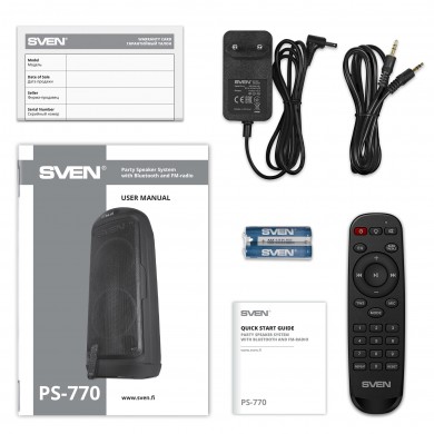Boxa portabila SVEN PS-770 Black / 100W / Bluetooth / FM tuner / USB / microSD