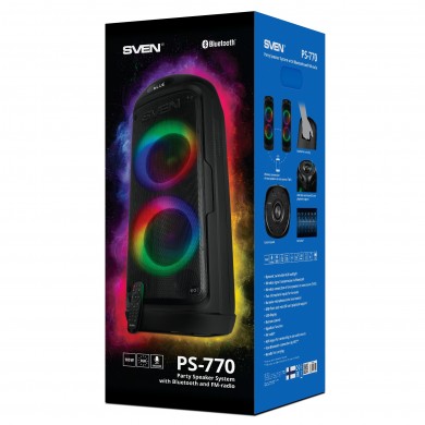 Boxa portabila SVEN PS-770 Black / 100W / Bluetooth / FM tuner / USB / microSD