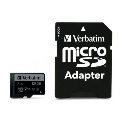 Card de memorie Verbatim Pro U3 microSD 128GB