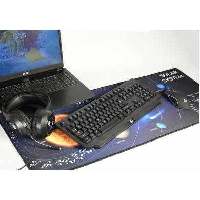 Gembird Mouse pad MP-SOLARSYSTEM-XL-01 COSMOS, Gaming, Extra wide pad surface size 350 x 900 mm, Material: natural rubber foam + fabric, Black