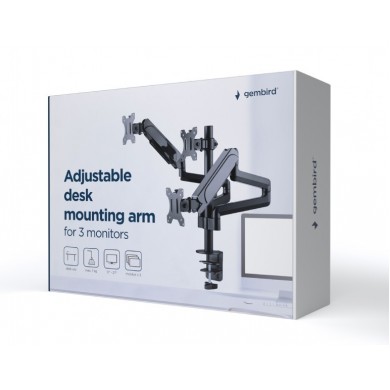 Suport reglabil pentru 3 monitoare cu montare pe birou  (rotativ)  13&rdquo;-27&rdquo;, Gembird MA-DA3-01