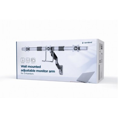 Suport reglabil de perete pentru 3 monitoare up to 17-27&rdquo;  Gembird MA-WA3-01