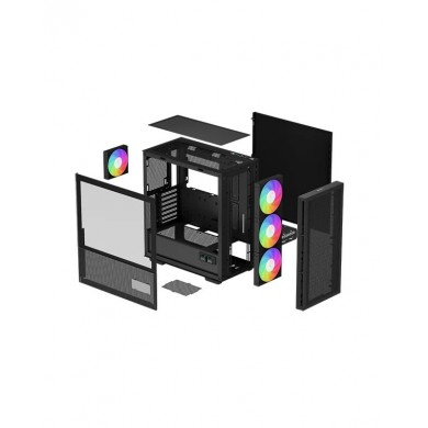 Carcasa DEEPCOOL CH560 DIGITAL / w/oPSU / Side-Window / Digital screen / 4x120mm ARG / ATX / Black
