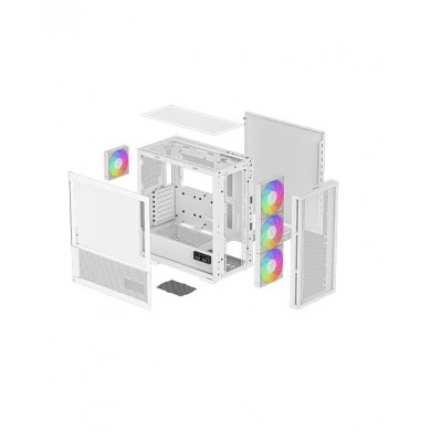 Carcasa DEEPCOOL CH560 WH DIGITAL / w/oPSU / Side-Window / Digital screen / 4x120mm ARG / ATX / White