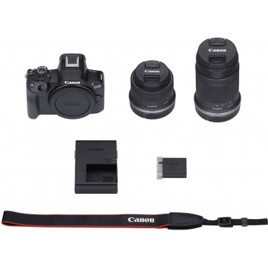 Aparate foto mirrorless CANON EOS R50 + RF-S 18-45 f/4.5-6.3 IS STM + RF-S 55-210 f/5.0-7.1 IS STM Black  (5811C034)