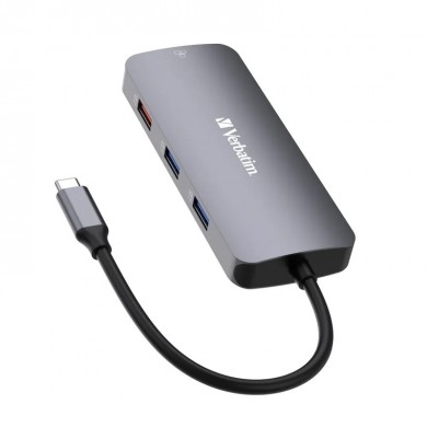 Adaptor Multiport  Verbatim CMH-09/ USB-С/ 2xUSB-A 3.2/ 1xUSB-A 3.2(Gen 2)/ 2xUSB-C 3.2(Gen 2)/ HDMI/ RJ45/ SD/ microSD