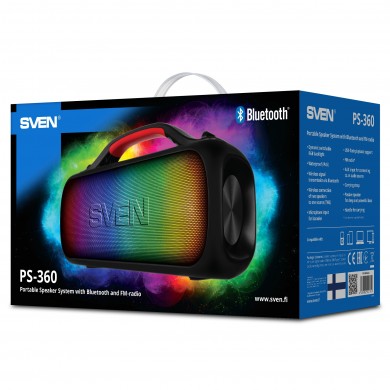 Boxa portabila SVEN PS-360 Black / 24W / Bluetooth / FM tuner / USB / microSD