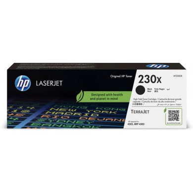 HP 230X Black Toner 7,500 pages for  HP Color LaserJet Pro 4203dn, HP Color LaserJet Pro 4203dw, HP LaserJet Pro MFP 4303dw, HP LaserJet Pro MFP 4303fdn, HP LaserJet Pro MFP 4303fdw