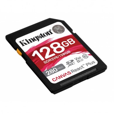 Card de memorie SD 128GB V60 Kingston Canvas React Plus, 280MB/s, UHS-II